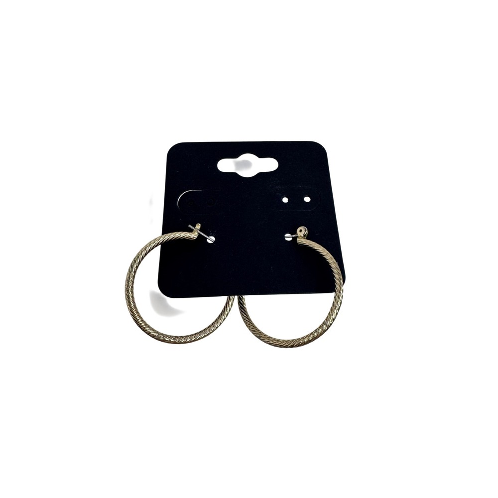 Gold Tone Twisted Rope Hoop Earrings Textured Classic Minimalist‎ Quiet Luxury